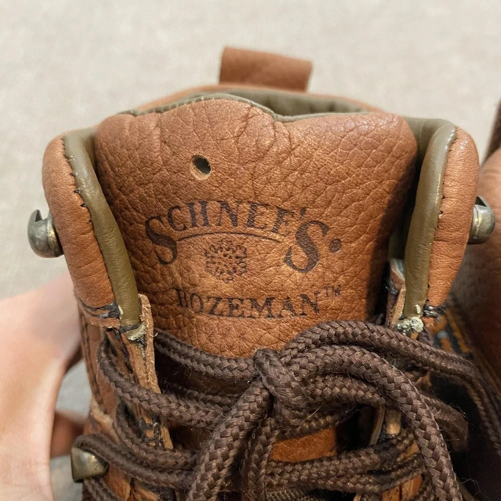 Schnee's Bozeman 34 Snow Boots Mens Size 8 Brown Leather Waterproof Ankle Winter
